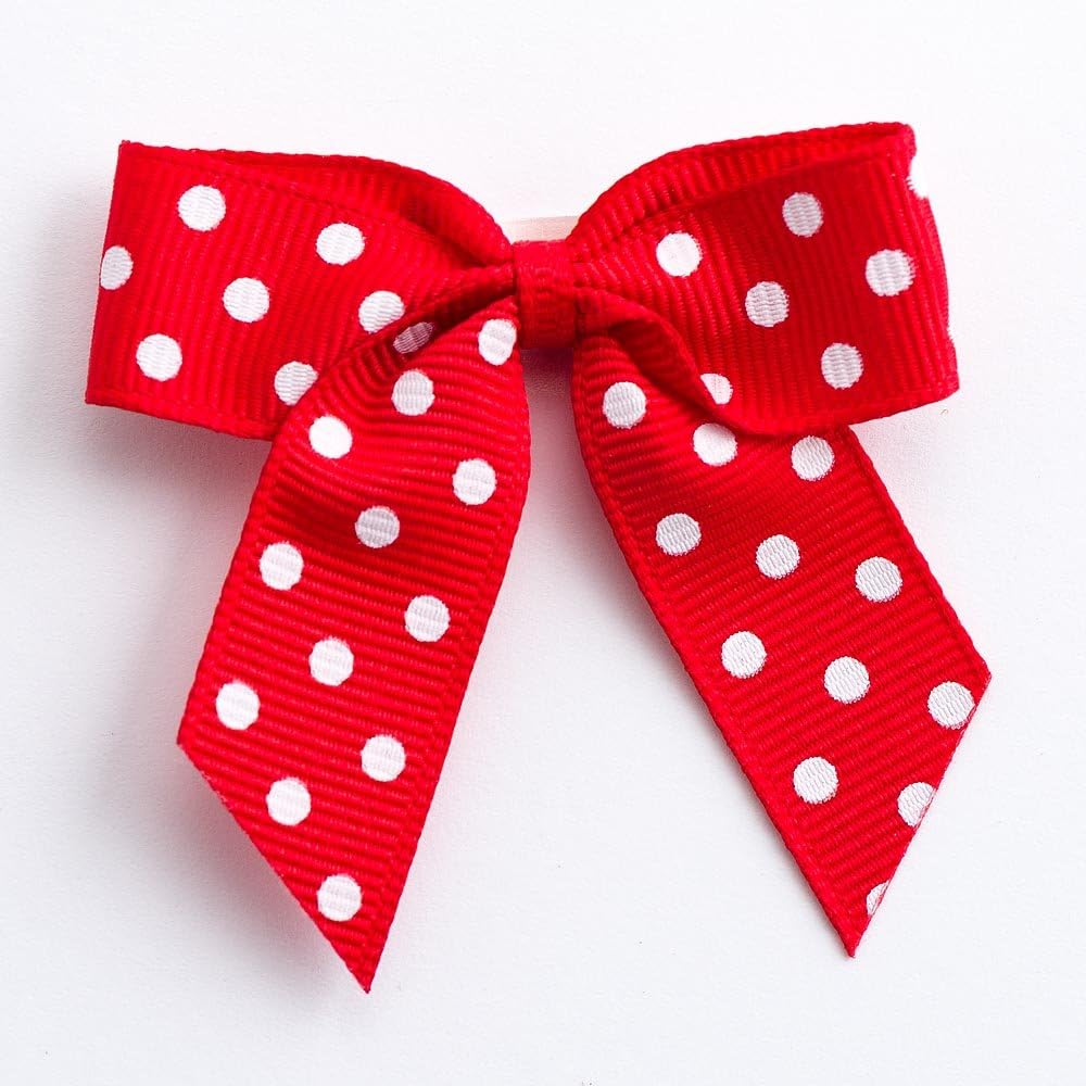 Italian Options Polka Dot Grosgrain Ribbon Bows Self Adhesive 12-Piece Pack, 5 cm Bow Width, Red