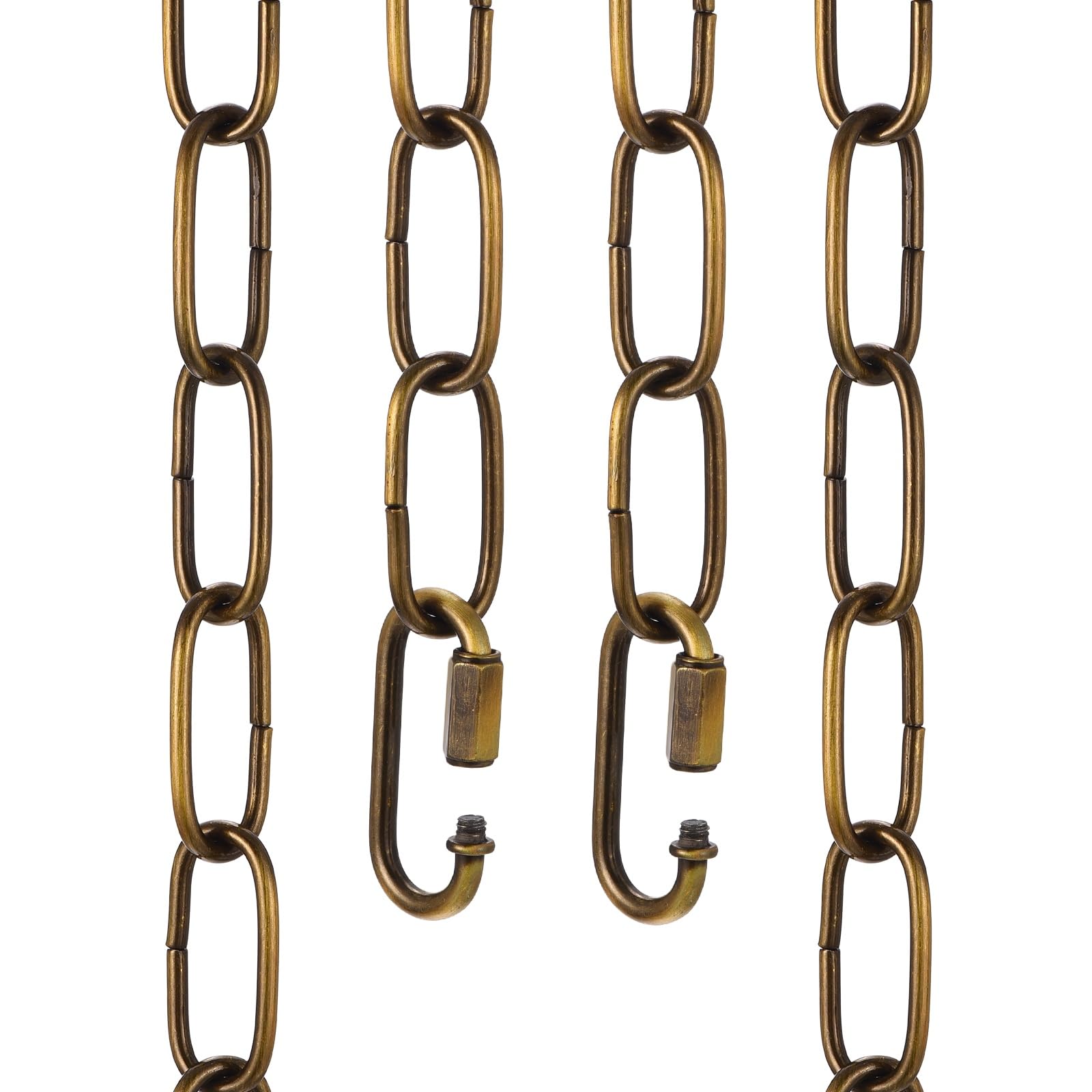 sourcing map 2ft Lighting Hanging Chain, 3mm/0.12" Looping Metal Pendant Chandelier Chain Extension with 2 Quick Link Lock for Hanging Plant Pendant Chandelier Light Fixture, Gold Bronze