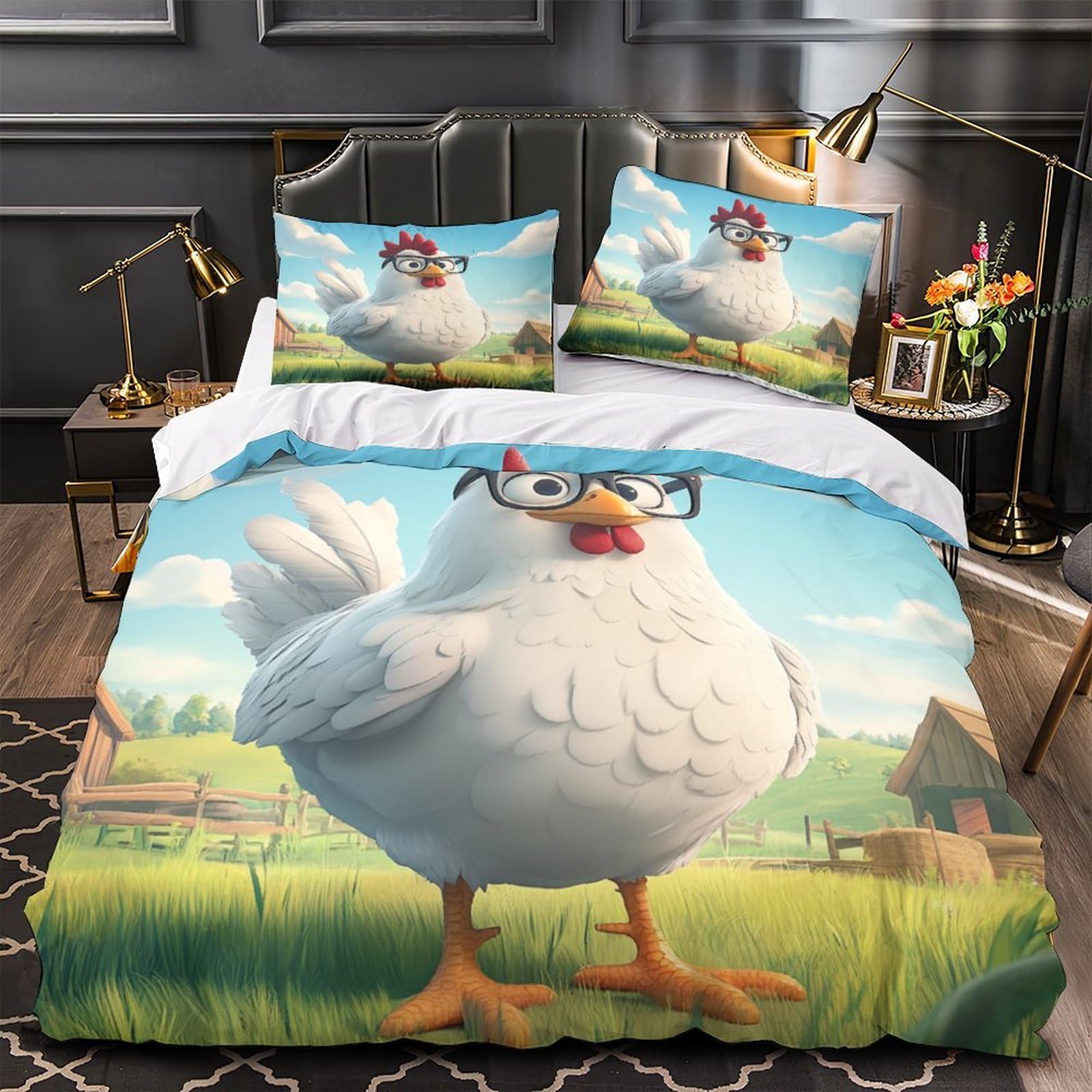 Housse de couette poulet 3D 260x220 : le cadeau idéal pour enfants