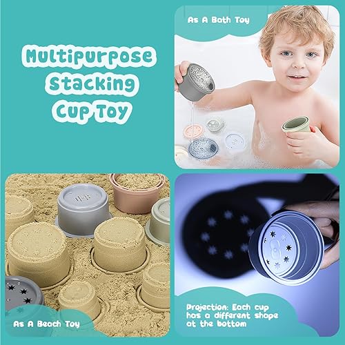 Miniatura 5 de Balnore Juguetes para bebés 5 en 1 de 6 a 12 meses, juguetes Montessori para bebés de 6 meses en adelante, juguetes giratorios de ventosa para