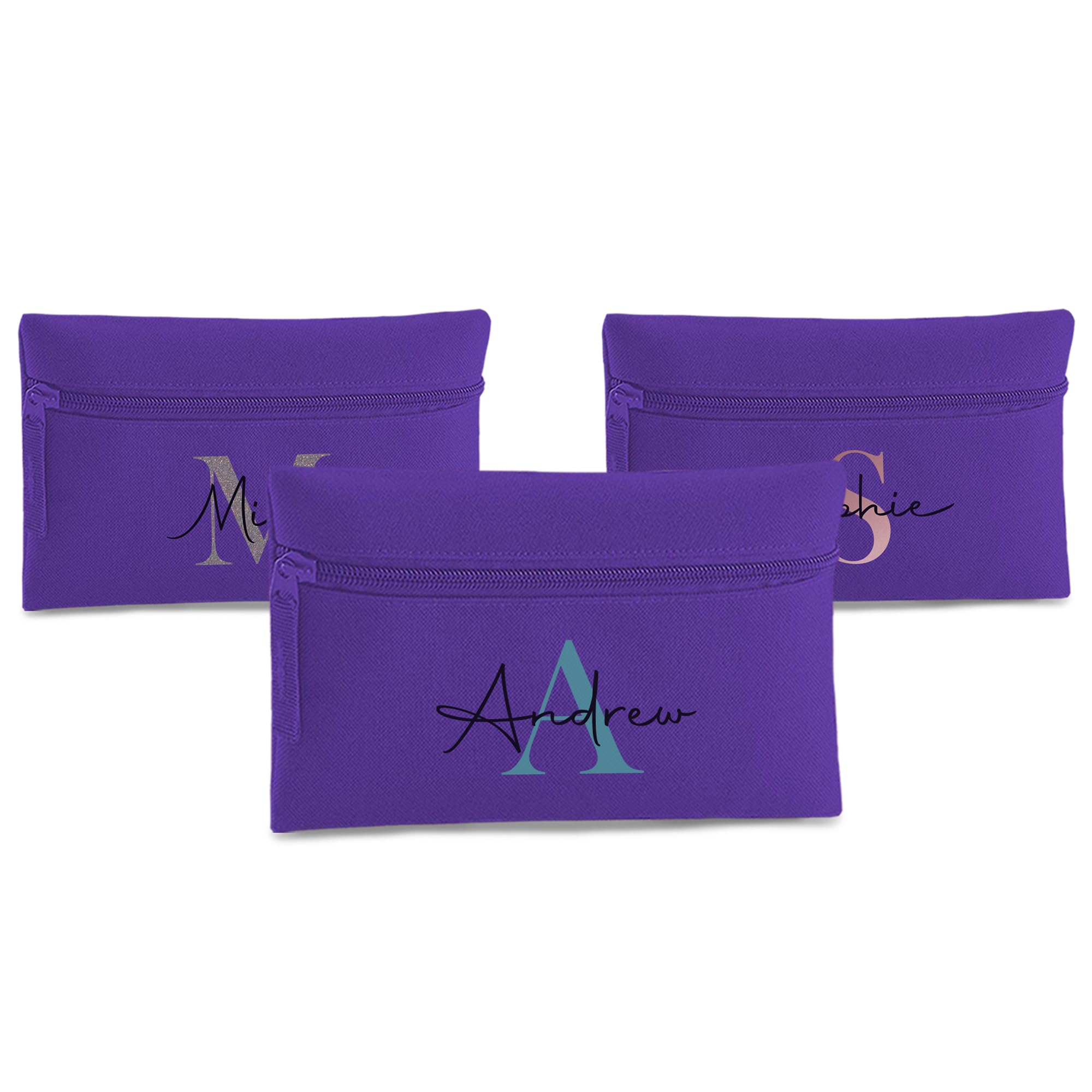 Print Maniacs Monogram Style Personalised Pencil Case Custom Initial Name Pencil Bag School Stationery Pouch Kids Adults Makeup Storage Case Gift