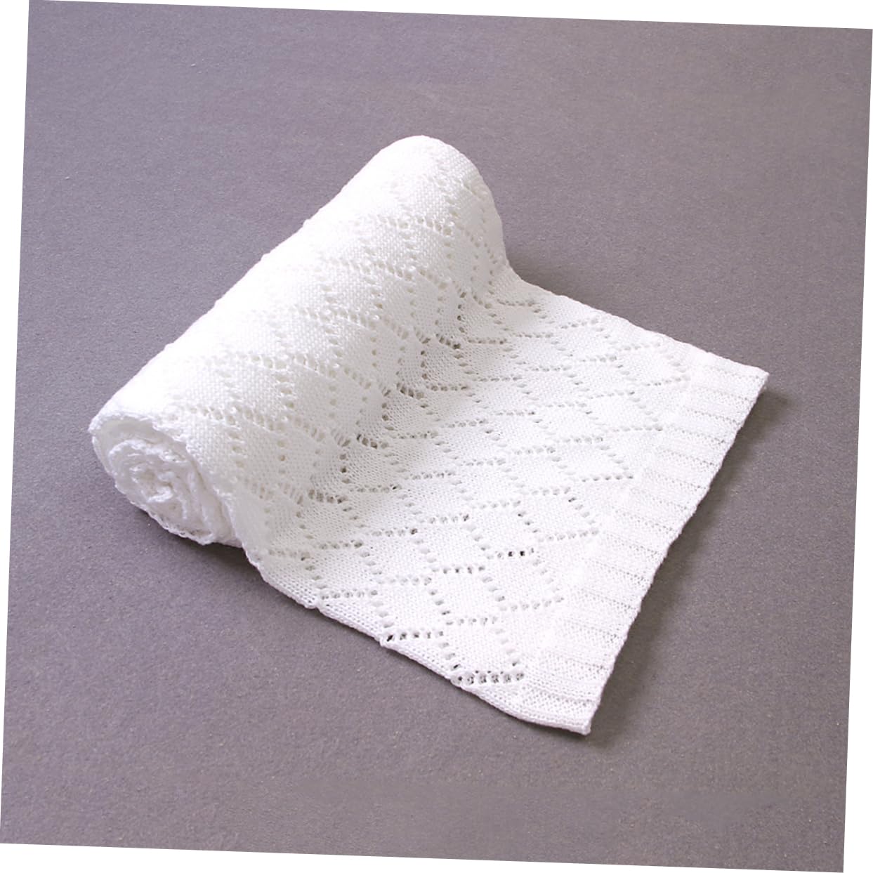 ibasenice Coperta Maglia Per Autunno Inverno e Leggera Coperta Per Passeggino e Lettino Design Intrecciato e Traspirante Colore Sbiancato