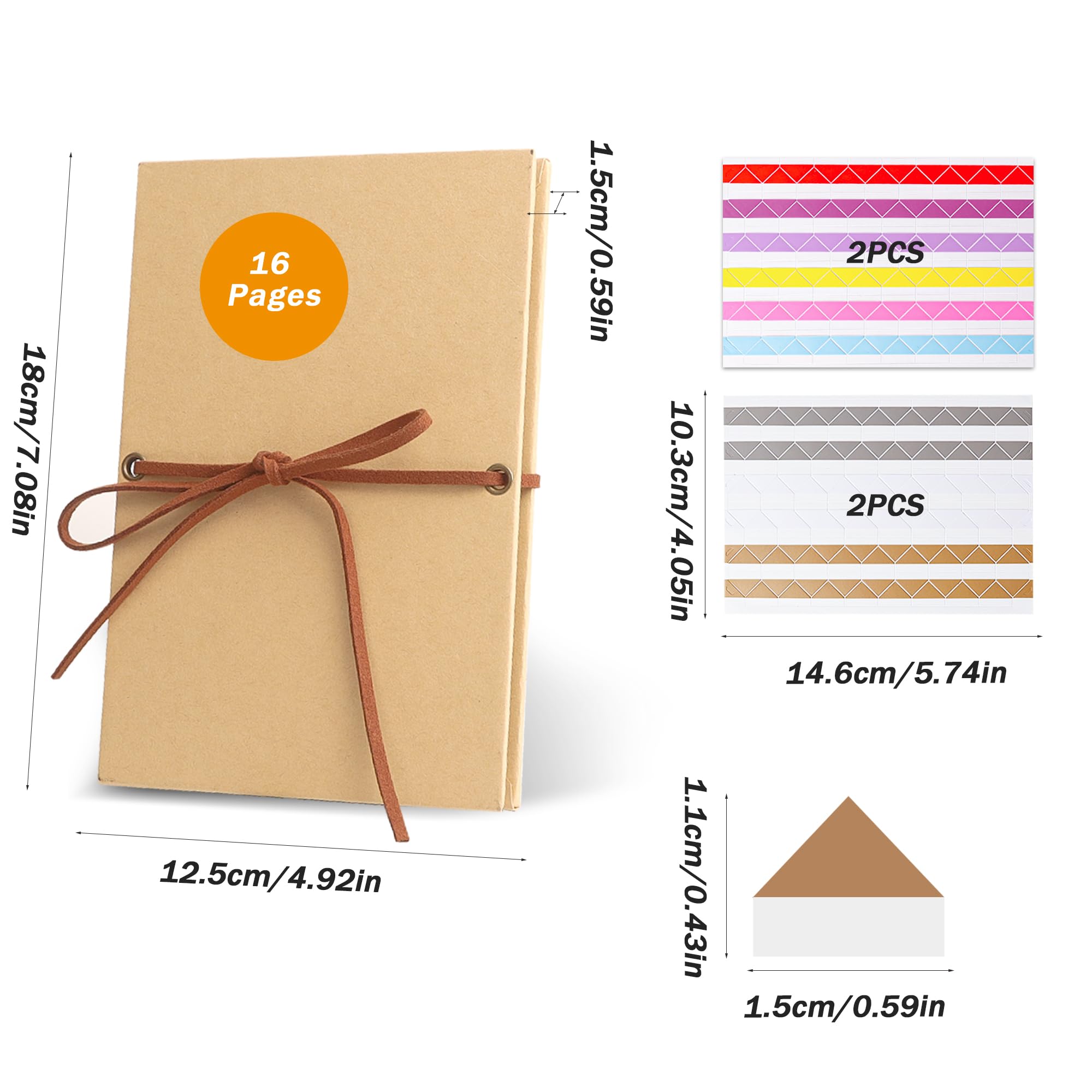 DesertBoy Accordion Photo Album, 34 Pages/17 Sheets Folding Scrapbook with 4 Sheets Corner Stickers, Accordion Scrap Book - Image 2