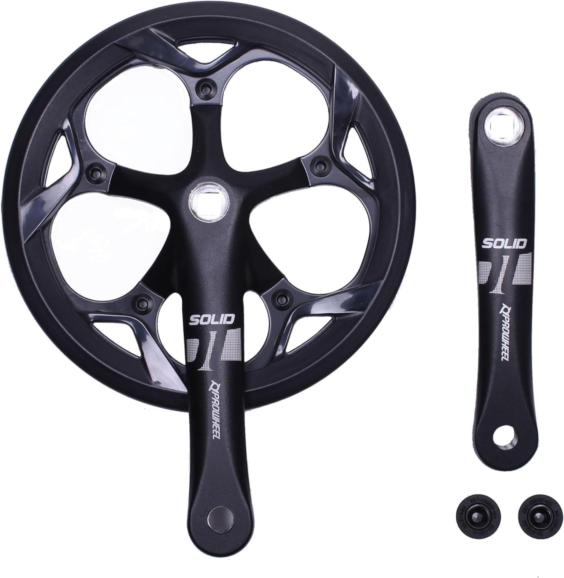 PROWHEEL 130MM BCD 52T Bike Crankset,165MM/170MM/172.5MM/175MM Crank Arm Set,ChainWheel and Replacement Chain Guard, Compatible with City Bike,Folding Bike,Road Bike,MTB,Electric Bicycle