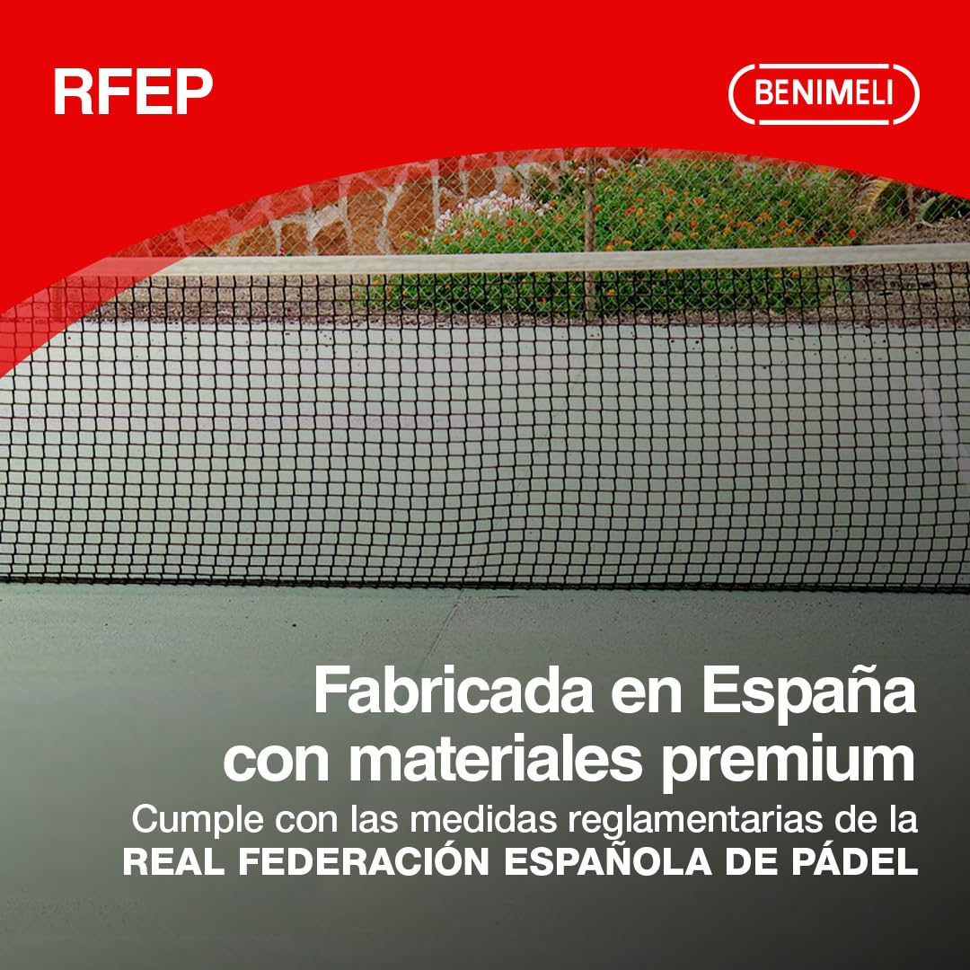 Red Padel Profesional - Red Deportiva de Polipropileno con Cable de Acero - Accesorios Padel para Entrenadores y Jugadores - Resistente y Homologada 10x0,92 m