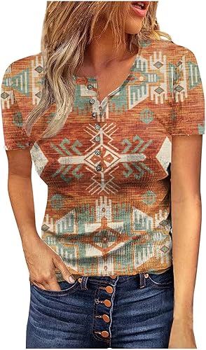 TREBIN Blusa de manga corta casual para mujer, cuello redondo, color