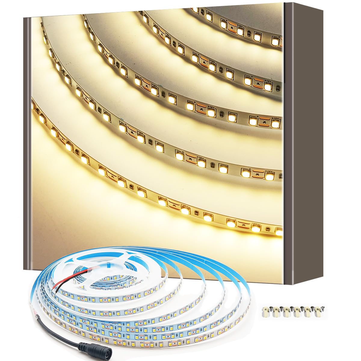 Homina H 3000K Homina Led Strip Lights, 16.4Ft/5M 12V Led Light Strip, Cri 80+, Warm White 600 Leds Tape Light For Indoor Use(Not Include Adator And Dimmer)