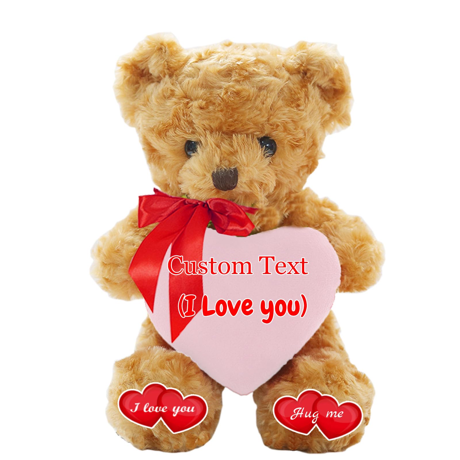 Personalized Valentine Teddy Bear With Heart & Bow - Custom Text Or Photo Plush, 8 Inch Gift For Her/Him/Kids - View #7