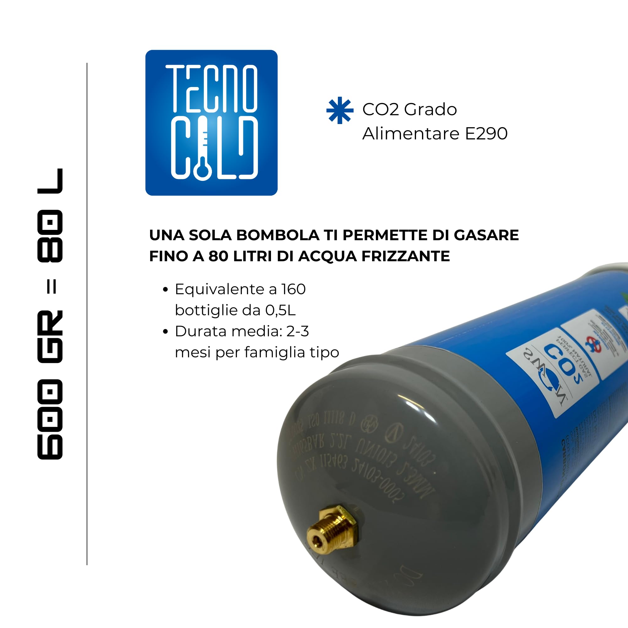 Bombola CO2 1200 g Alimentare E290 per Gasatore Acqua Frizzante – Attacco Universale M11x1 – 4 Bombole CO2 Monouso Alta Capacità