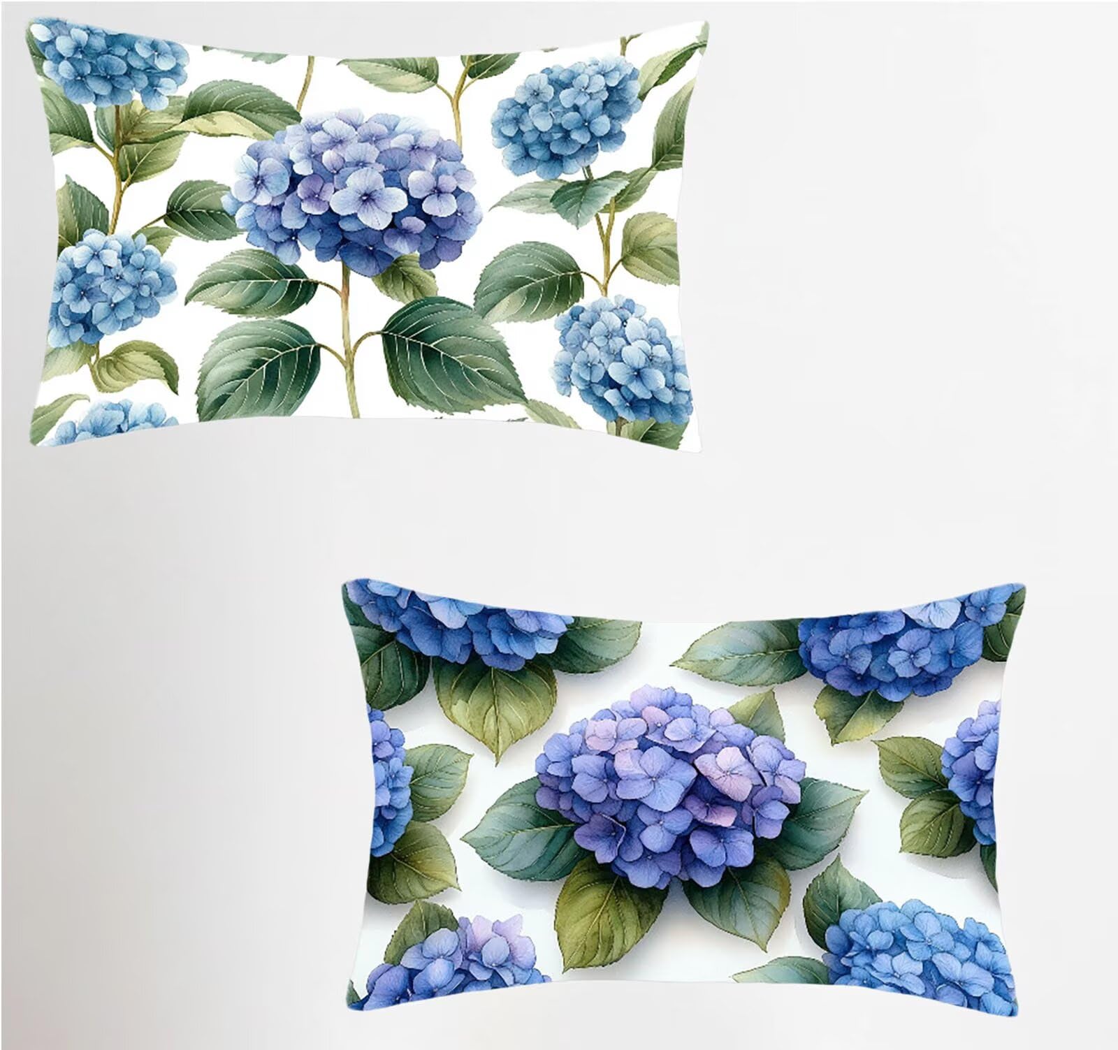 Taie Oreiller 40x60 en Lin Imperméable de Qualité Supérieure avec Motif Fleur Bleu