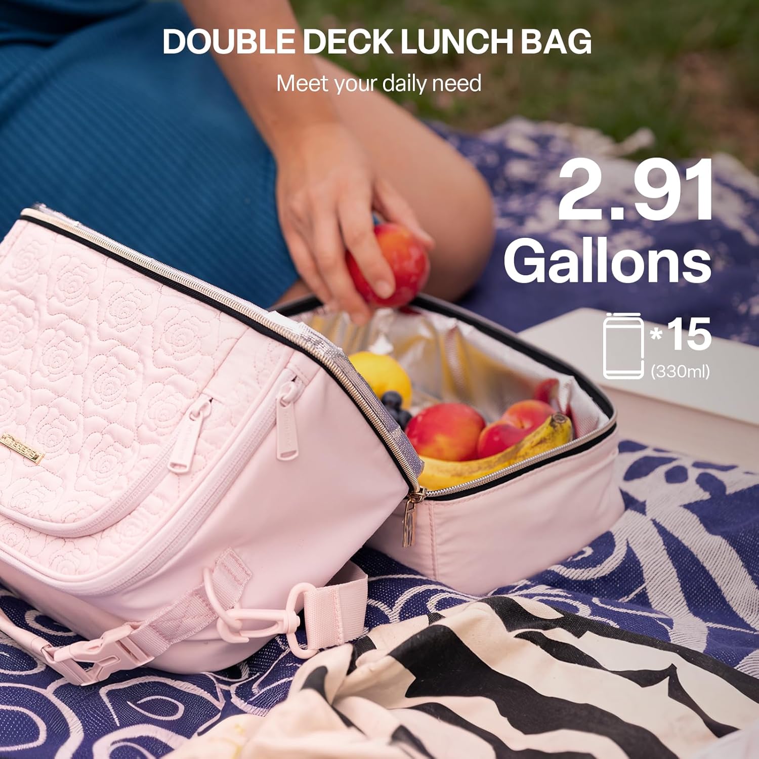 Everfun Lunch Box Valentine's Day Gifts for Women Two Compartments Insulated Lunch Tote Bag Large Leakproof Soft Cooler for Work Picnic Travel - Image 3