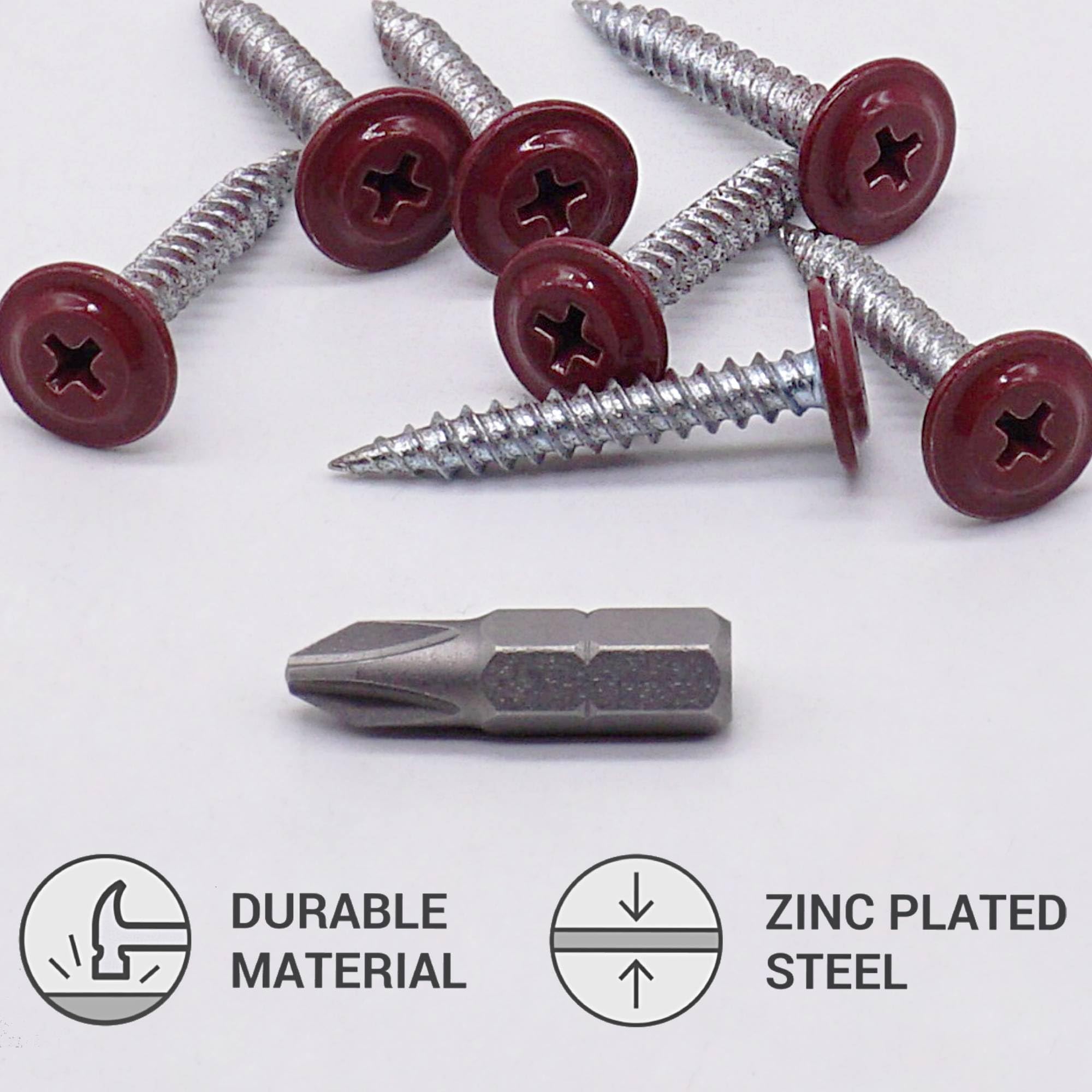 SKIR'CO (50 szt.) Malowane wkręty samogwintujące do drewna 4,2 x 30 mm, wkręt metalowy, łeb kratownicowy o zmodyfikowanym PH (czerwony tlenek RAL 3009)