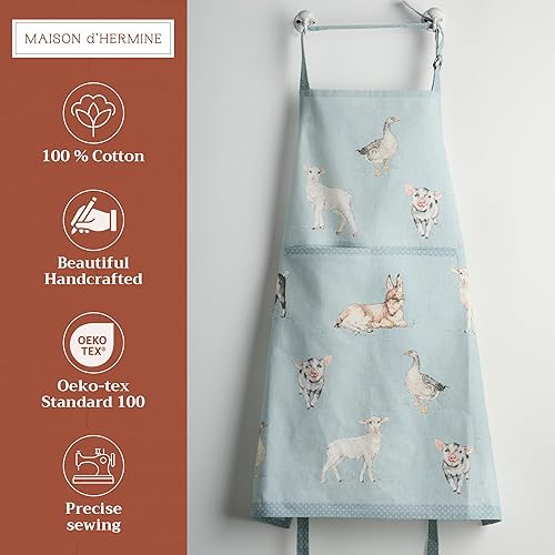 Miniatura 2 de Maison d' Hermine Delantal 100% de algodón para mujeres con bolsillo de cocina delantal de chef para hombres, cocina, jardinería, servidor, camarera
