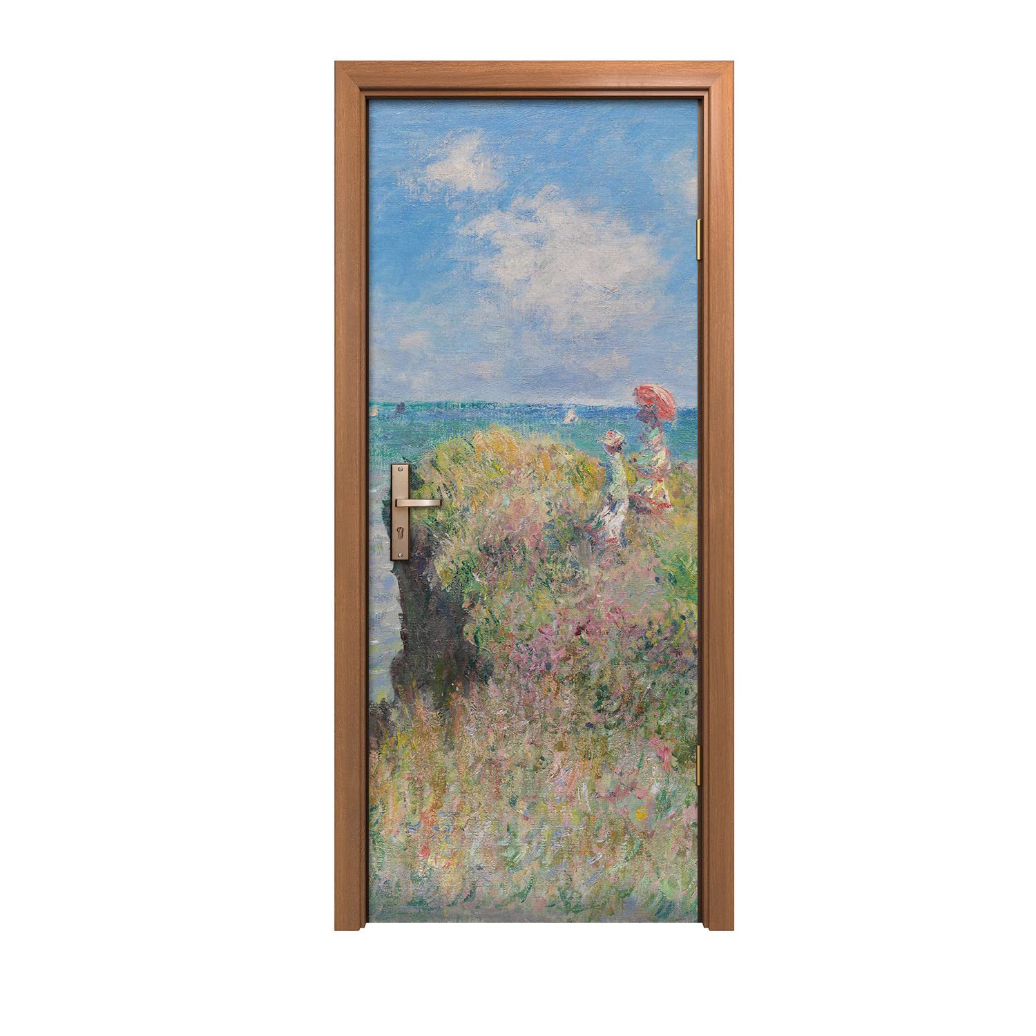 Autocollant de porte effet relief falaise de monnaies vinyle adhésif haute résistance 90x200
