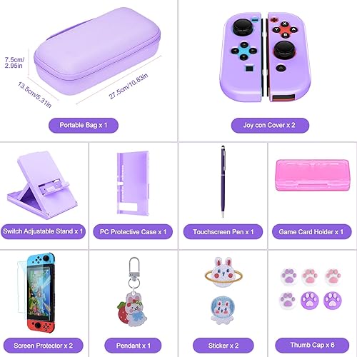 Miniatura 2 de innoAura - Funda para interruptor NS Switch - Paquete de accesorios para interruptor 18 en 1 con funda de transporte para interruptores funda para