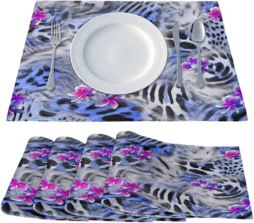 Miniatura 2 de Animal Prints Funny Placemats Set of 4 Table Mats Washable Placemat Waterproof Place Mats for Party Home Dining Table Decor 18x12 in