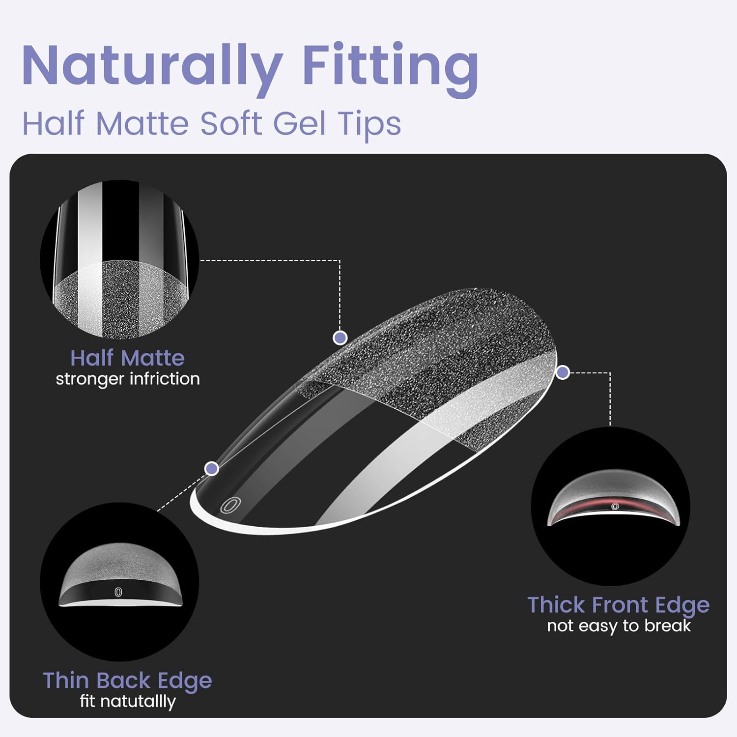 Short Oval Round Nail Tips. 240PCS Soft Gel Pre-shaped Half Matte Short Round Gel Nail Tips. 12 Sizes Full Cover Acrylic Press on Fake Nails for Nail Extension Art DIY Nail Salon