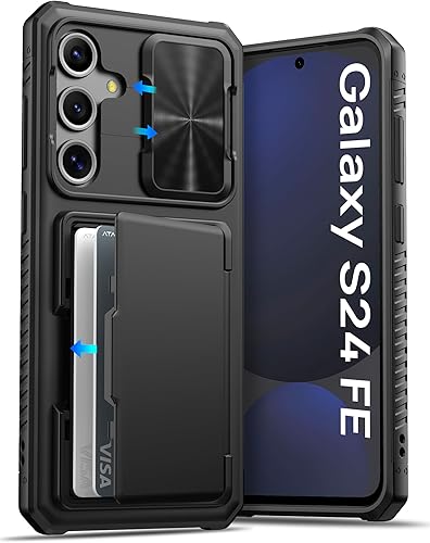 Miniatura 30 de ATATOO Funda para Samsung Galaxy S24 FE con tarjetero (almacena 4-5 tarjetas) [bloqueo RFID] y cubierta de cámara deslizante, protección de grado