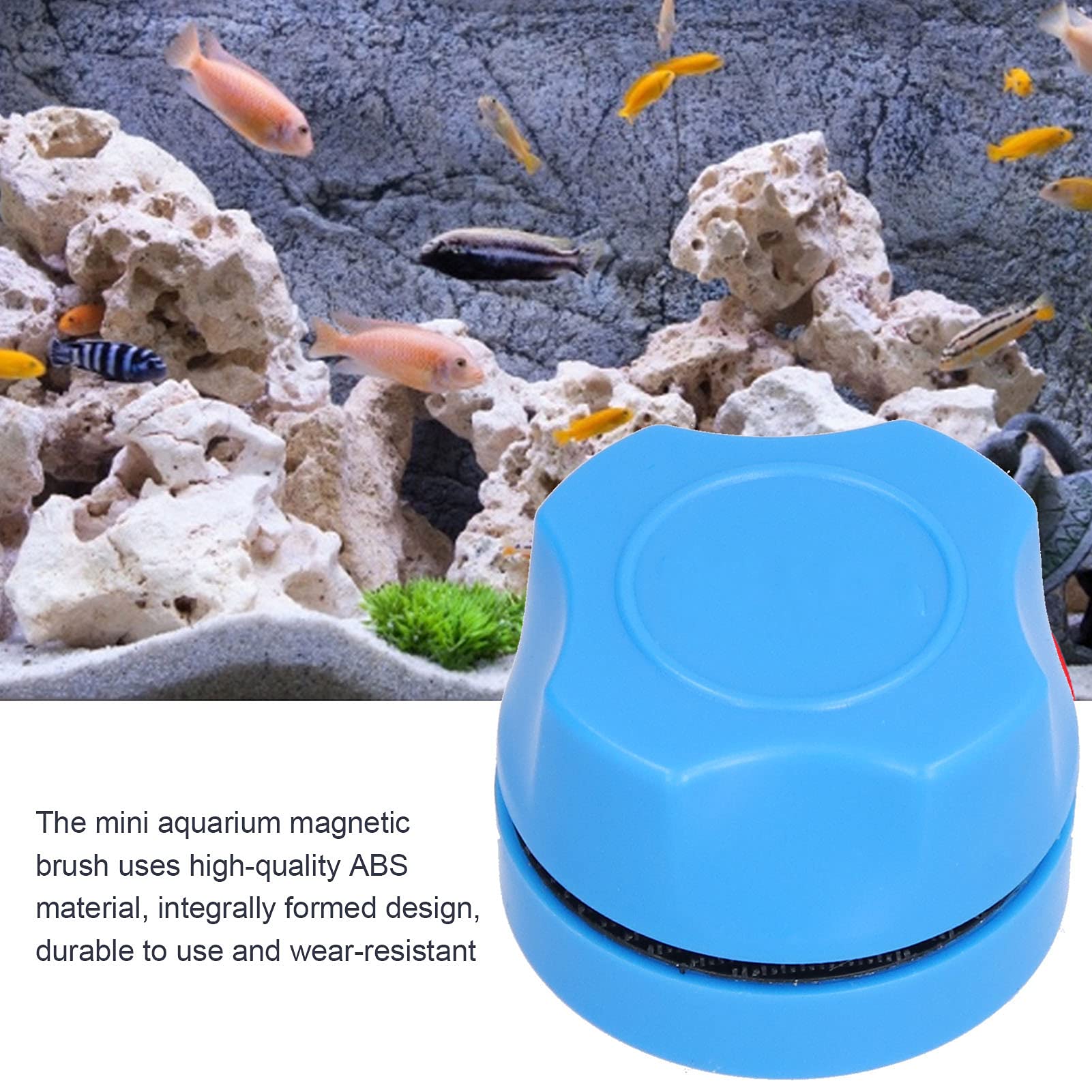 Gavigain Mini Aquarium Glass Cleaner,Fish Box Magnetic Cleaner Aquarium Algae Removal Glass Scrubber Blue