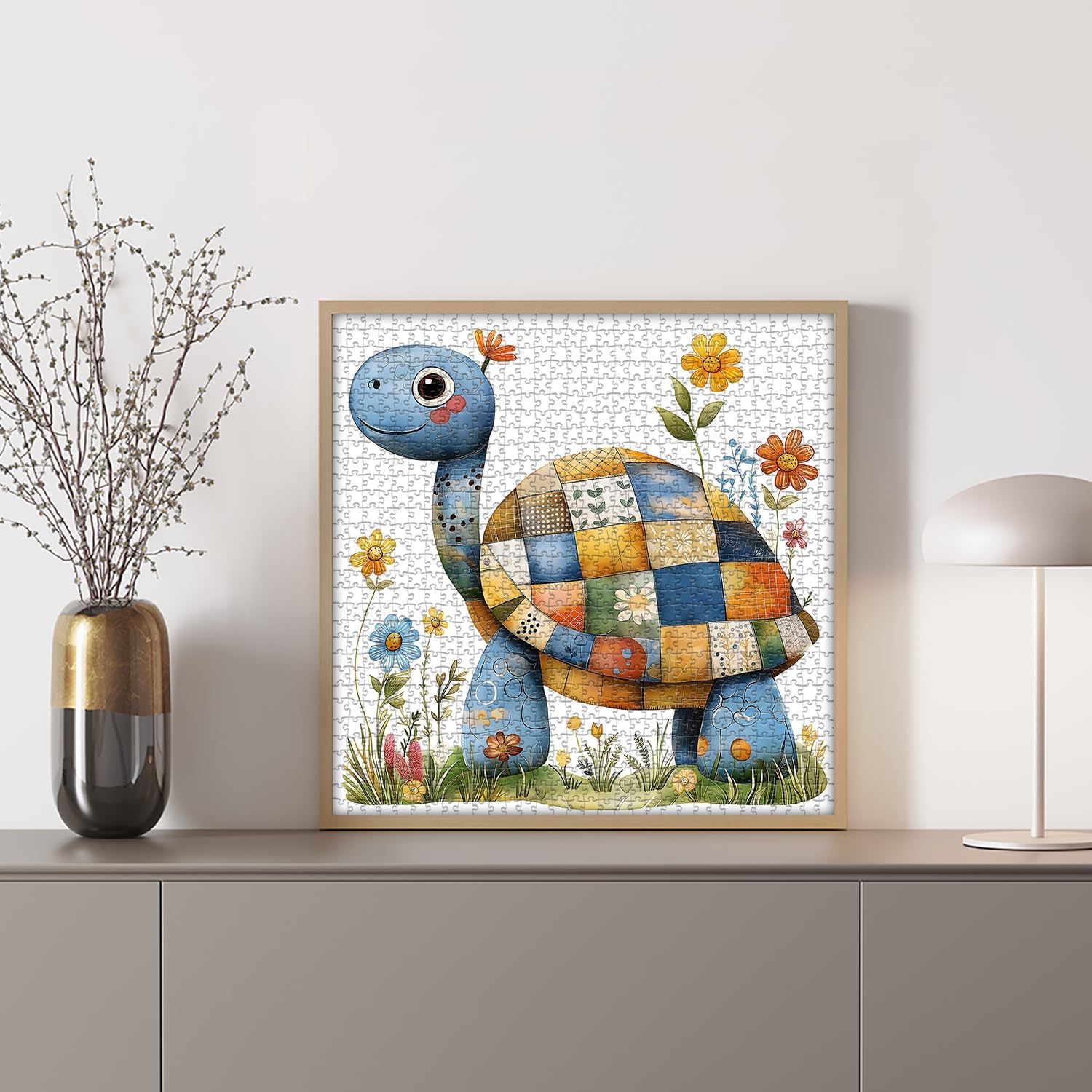 Sea Turtle Puzzles for Adults 1000 Pieces, Nature Cute Animal Jigsaw Puzzles Plant Flower, Patchwork Art Floral Challenge Puzzle for Adults