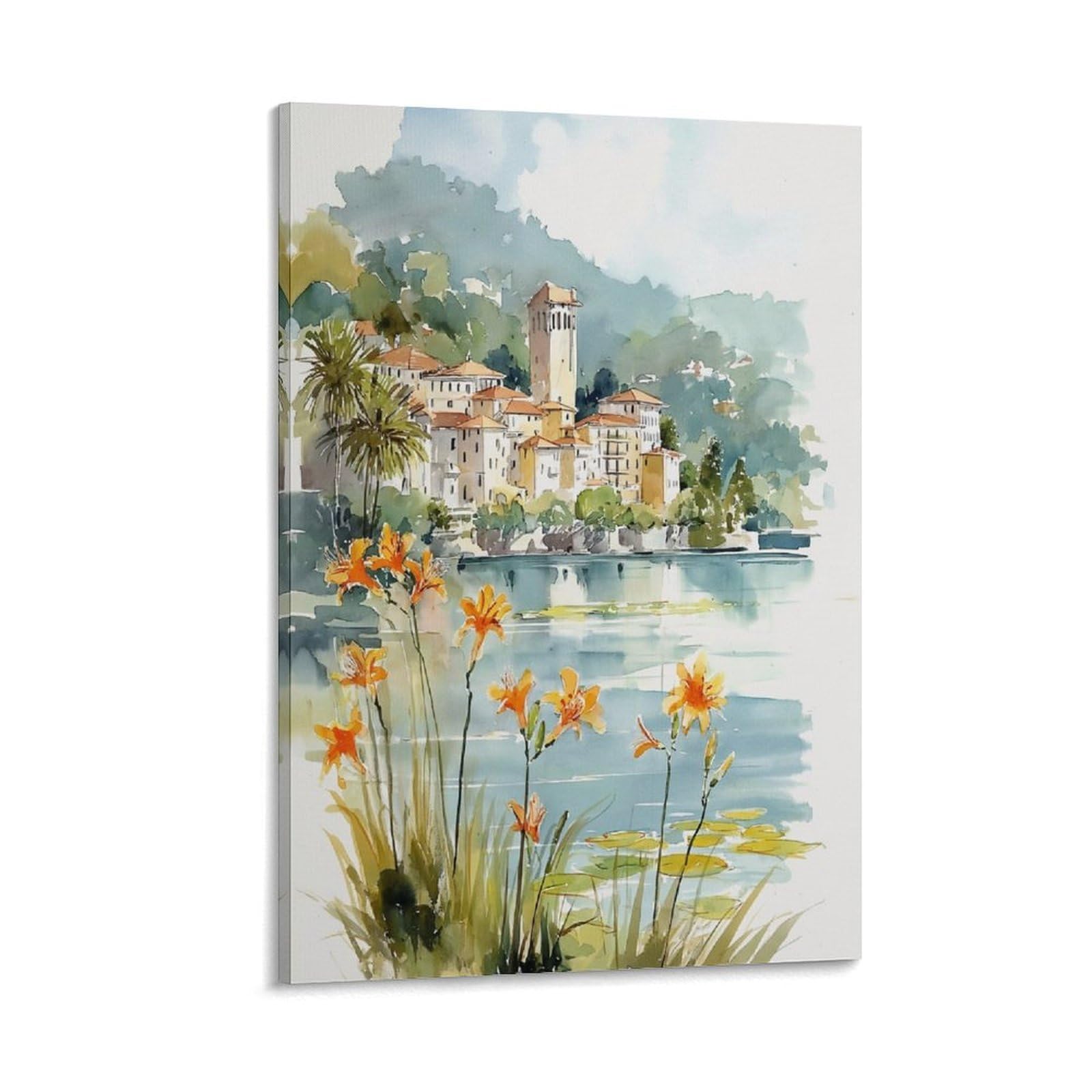 LCYNNH Orlando Watercolor Painting Florida 24x36inch(60x90cm) Vintage Travel Poster Watercolor Canvas Art