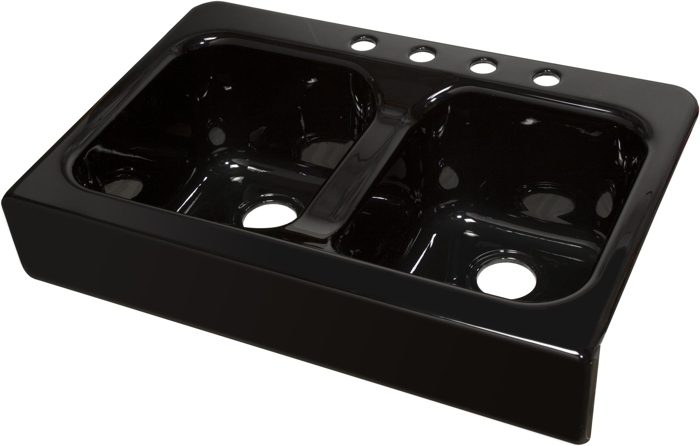 DKS22AP-3.5 Designer Black Apron Front Dual Bowl Acrylic 10-Inch Deep Kitchen Sink