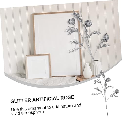 Miniatura 9 de ARTIBETTER Decoración de plantas de rosas artificiales, decoración de árbol de pino, decoraciones de Navidad, decoración de rosas, palillos de hojas