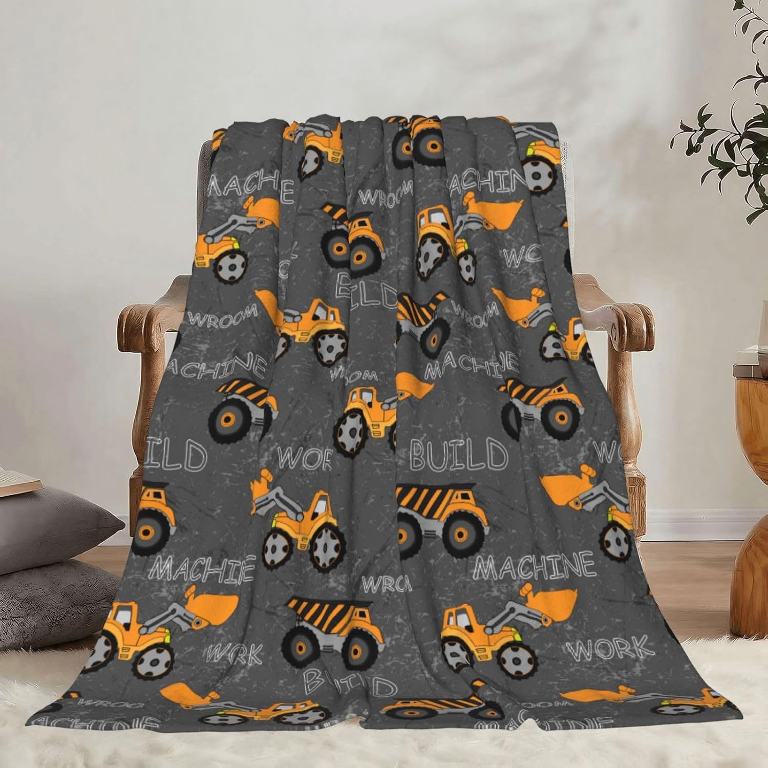 Monster Trucks Excavator Tractor Throw Blankets All Season Ultra Soft Warm Fleece Blanket for Home Bed Sofa Couch Chair Outdoor Travel Camping 40x30 Inch - Image 9