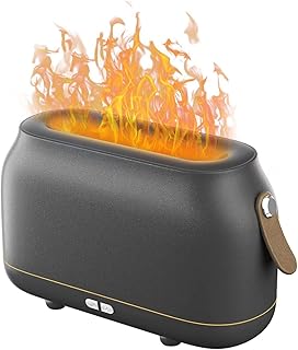 Miraitowa Flame Diffuser Humidifier, 180ml Essential Oil Diffuser, Cold Mist Simulation Flame Lamp Effect Aromatherapy Spray Humidifier with Waterless Auto Shut-Off Protection for Bedroom, Office