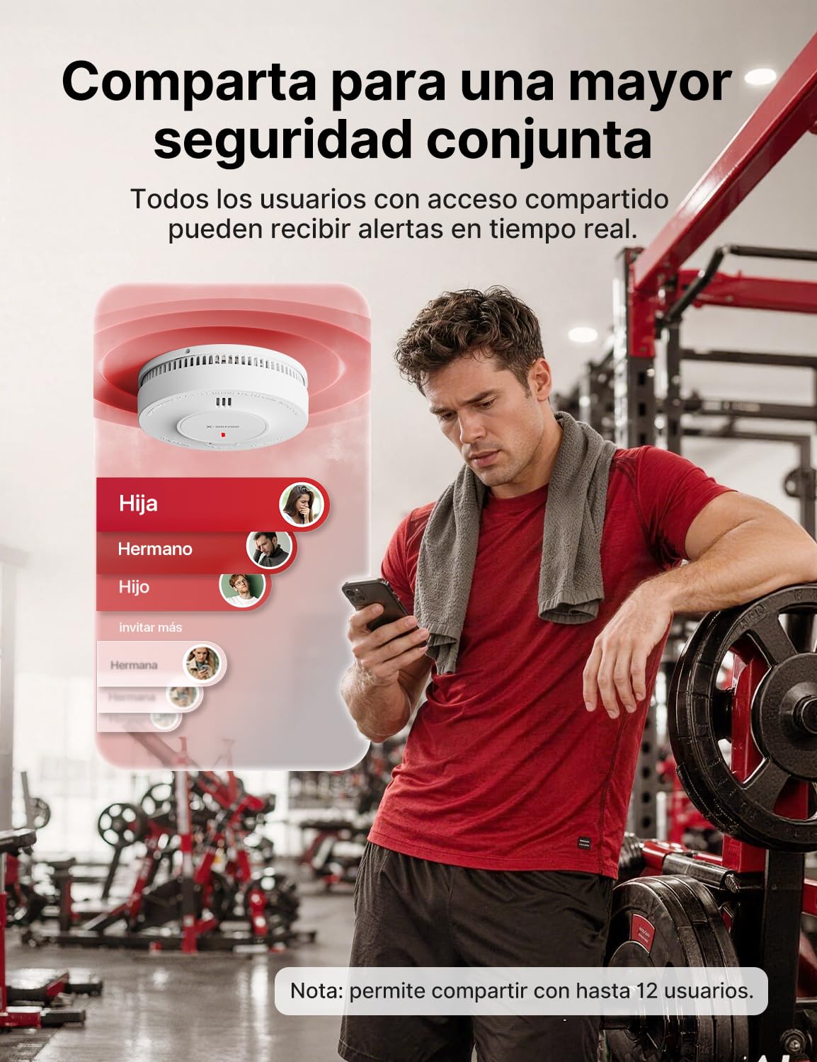 X-Sense - Detector de humo conectado con estación SBS50, alarma contra incendios inalámbrica interconectada, sistema de seguridad para el hogar, compatible con la aplicación X-Sense, SD11-MR31