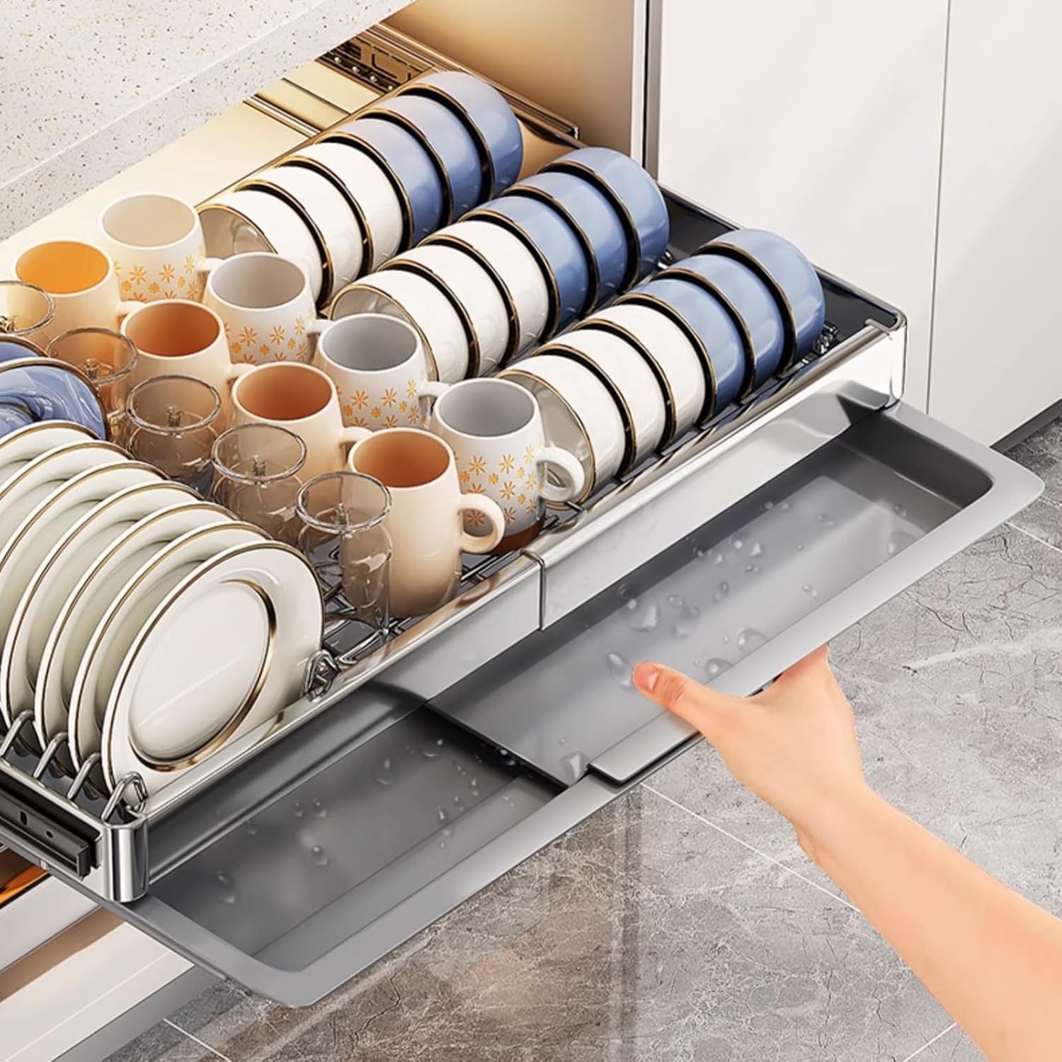 Expandable Pull Out Cabinet Drawers Organizer, Slide Out Cabinet Shelves with Adhesive Nano Film, Roll Out Drawers for Kitchen Cabinets, Pantry, Bathroom Storage,S