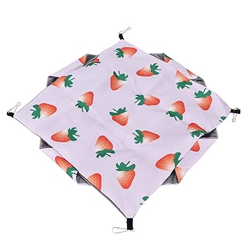 Small Animals Hanging Bed, Three-Layer Cage Hammock Small Pet Cage Hammock Wide Applications Multifunctional Hammock for Animals(S Code, Strawberry)