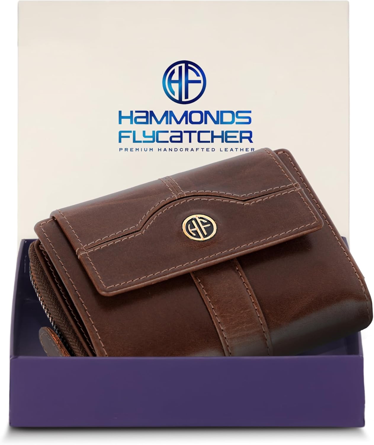 HAMMONDS FLYCATCHER Wallet for Women - Genuine Leather Ladies Wallet - 14 Card Slots - RFID Protection - 3 ID Card Slots -RFID Wallet women -Daily Use, Women Money Purse - Blazing Brown