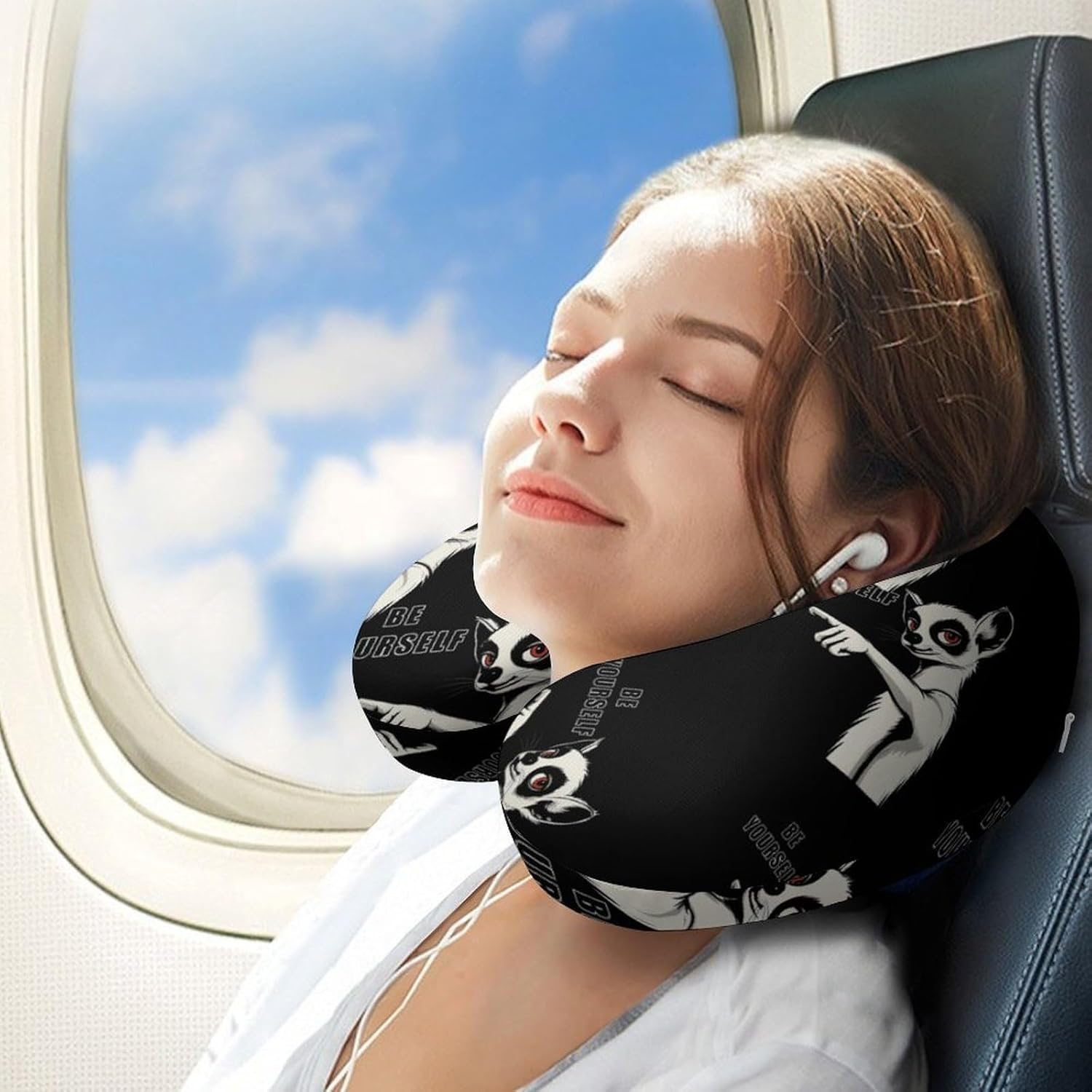 Lemur Be Yourself Memory Foam Pillows U Shaped Travel Neck Pillow