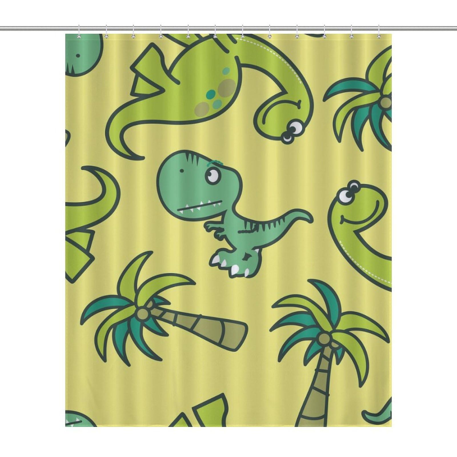 Rideau de douche dinosaure en polyester imperméable 152x183 cm avec 12 crochets pour salle de bain