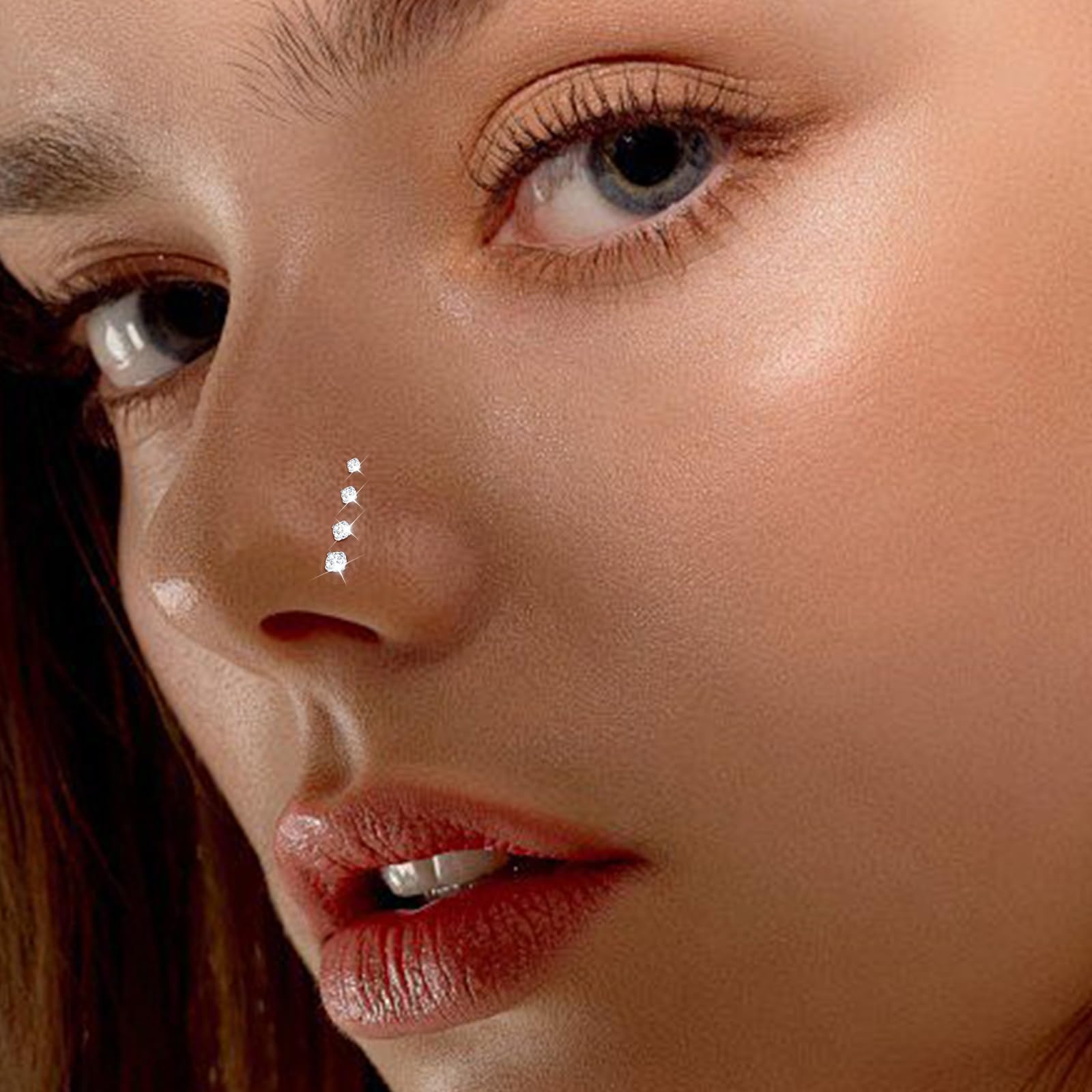 AceFun 20G piercing nariz titanio plata 1 forma G23 plata recta Piercing nariz Joyería para Mujeres Hombres plata circonio cúbico diamantes 1.5mm 2mm 2.5mm 3mm — view 5