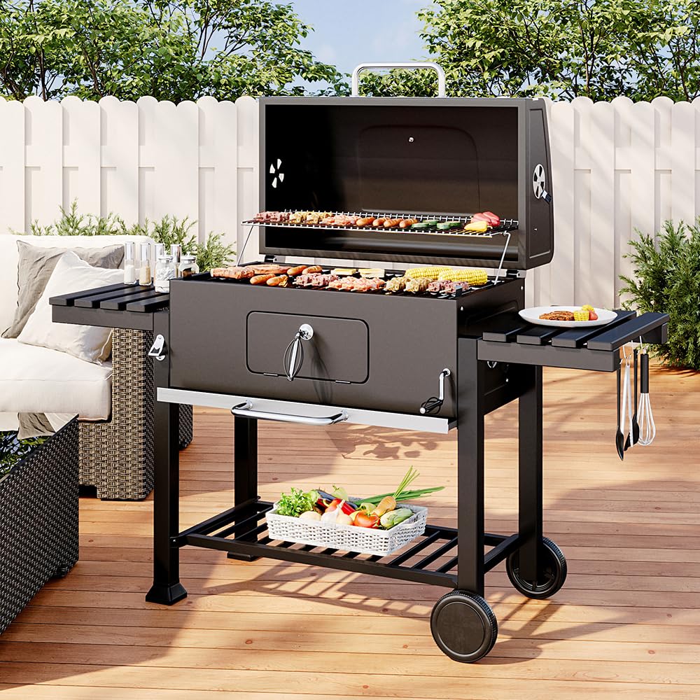 Dkiei Xxxl Smoker Charcoal Bbq Portable Barbecue Grill With Wheel