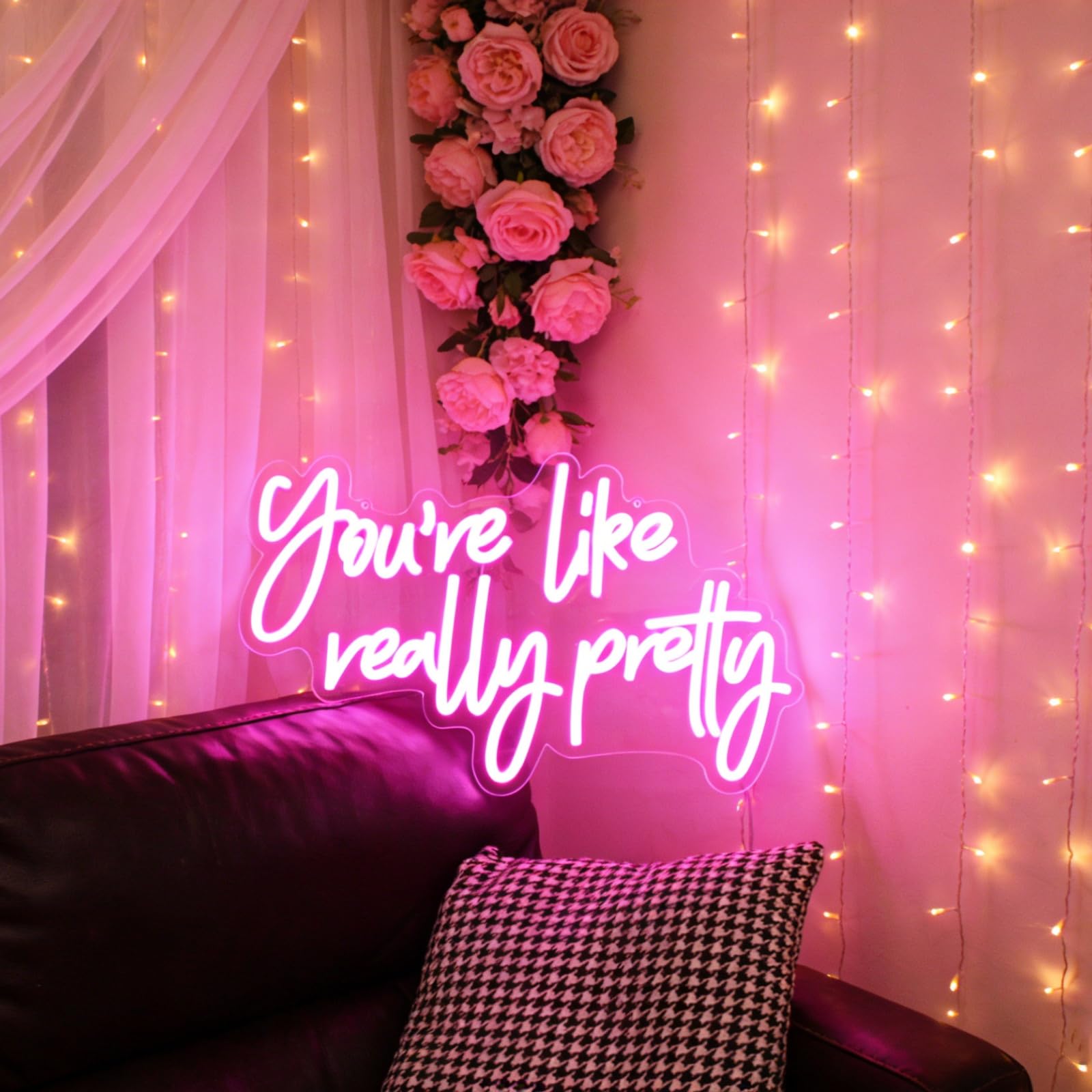 DAKABUKA You're Like Really Pretty Pink Led Neon Light Sign for Wall Decor Girls Bedroom Sign Birthday Wedding Party Wedding Engagement Party Gifts for Girlfriend Valentine's Day