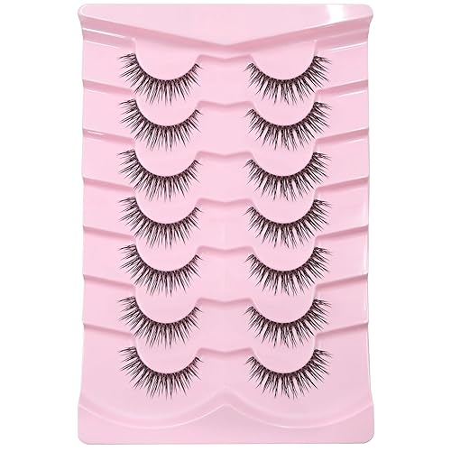 Miniatura 21 de Onlyall Pestañas postizas Wispy 1 para un aspecto natural y acampanado, pestañas suaves y esponjosas, negras, 7 pares D-K06