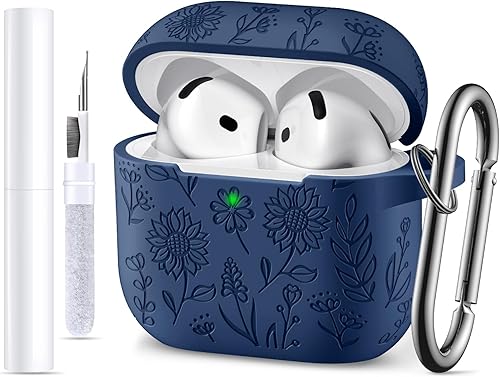 Miniatura 16 de para estuche de Airpods 4, DaQin - Estuche grabado con flores compatible con estuches de Airpods de Apple de 4ª generación para mujeres, estuches