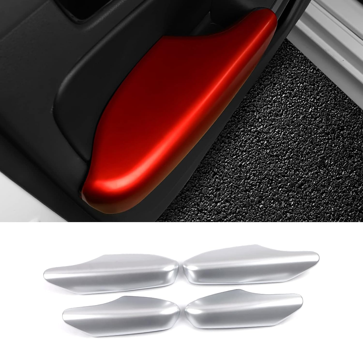 Car Accessories Fit for Honda Civic 11th Gen 2022 2023 2024 2025 Inner Door Side Handle Armrest Panel Cover Trim (Red) ABS 4 PCS
