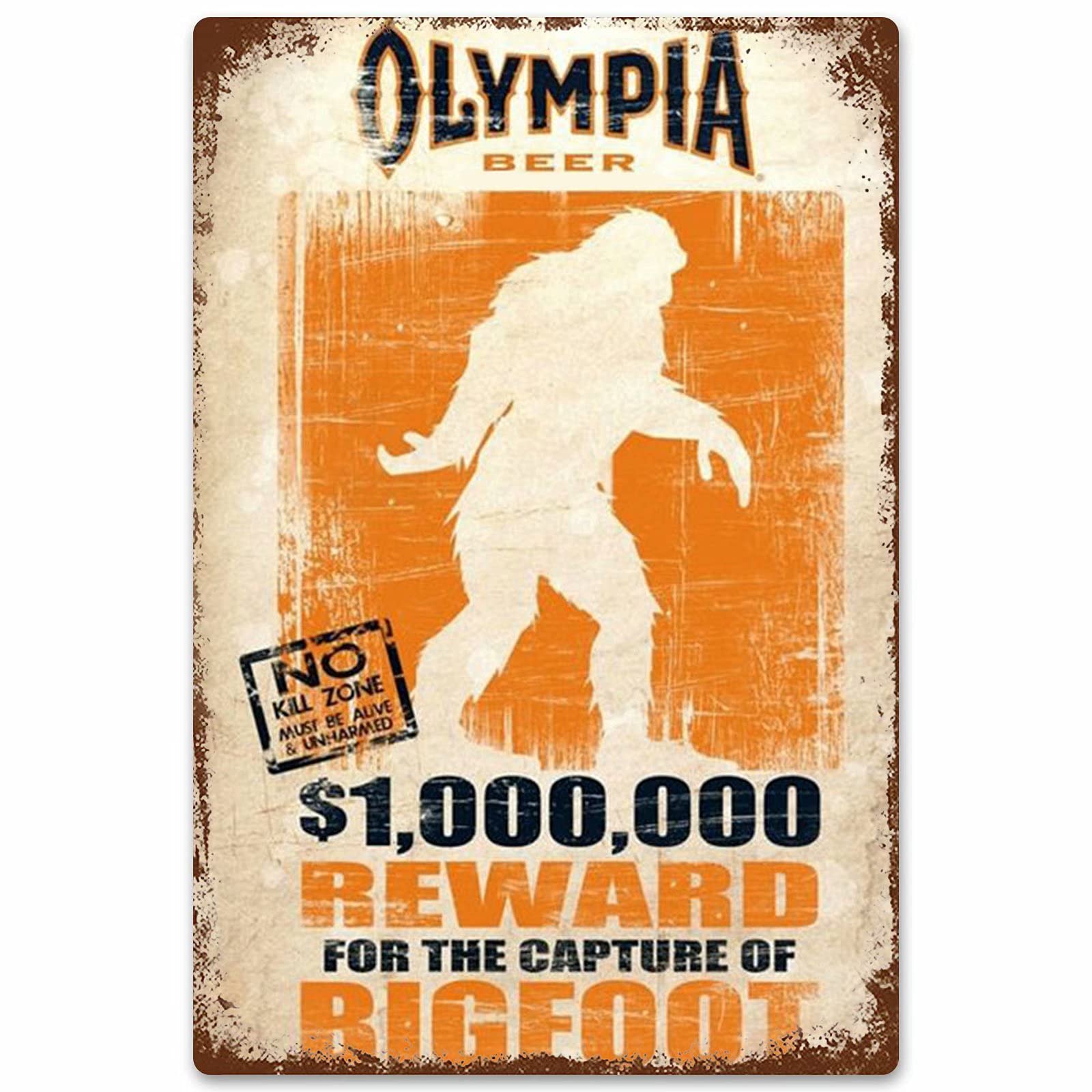 Bigfoot Poster Tin Signs Beer Poster Bar Club People Cave Wall Decoration Collection Gift 8x12 Inches