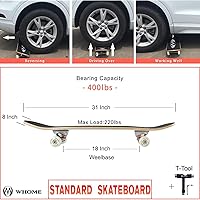 Vista 2 de WHOME Pro - Patineta completa para adultos, jóvenes y niños principiantes, de 31 pulgadas, doble patada, cóncava, 8 capas de arce duro alpino