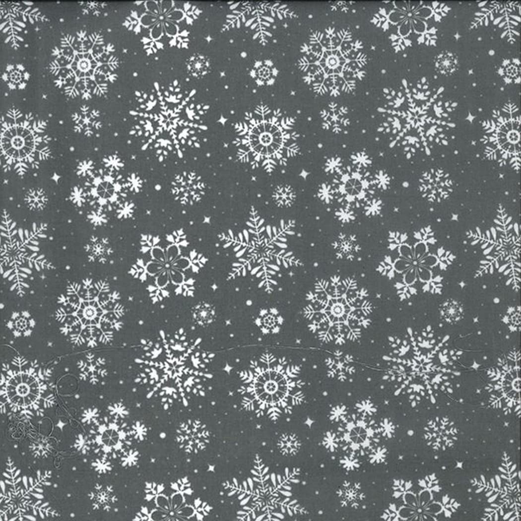 Christmas Fabric - White Snowflakes on Grey - Polycotton Xmas Craft Fabric Material Metre