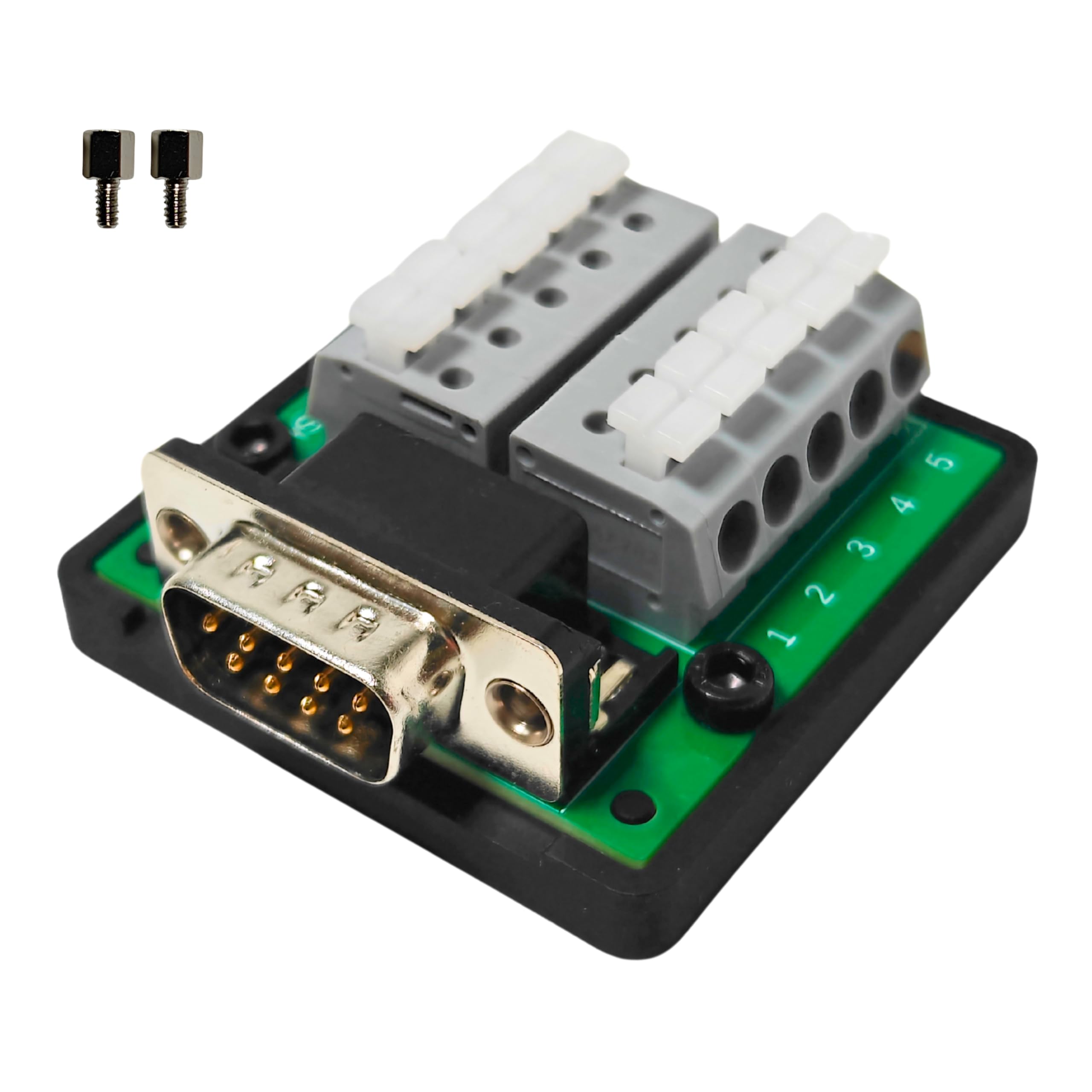 Input Technologies - DB9 Connector Breakout Board with Spring Terminal Connectors for CAN and RS232 Serial Communication, Solderless Wiring (DB9ST-M-A