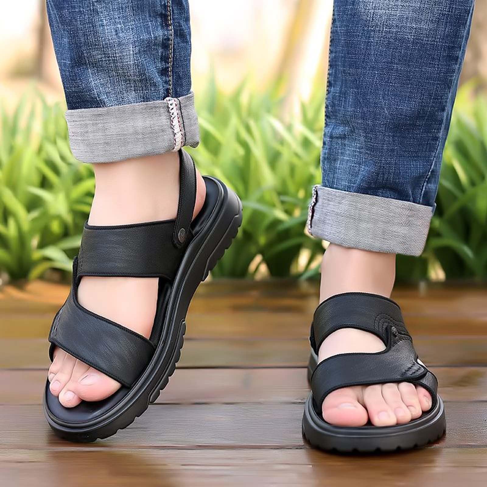 Sandalias Playa Hombre Suela de Goma Malla Transpirable con Bandas Ajustables Senderismo Casual Chanclas Piscina Amortiguado Zapas Calzado Sandalia Antideslizante Comodo para Exterior Verano