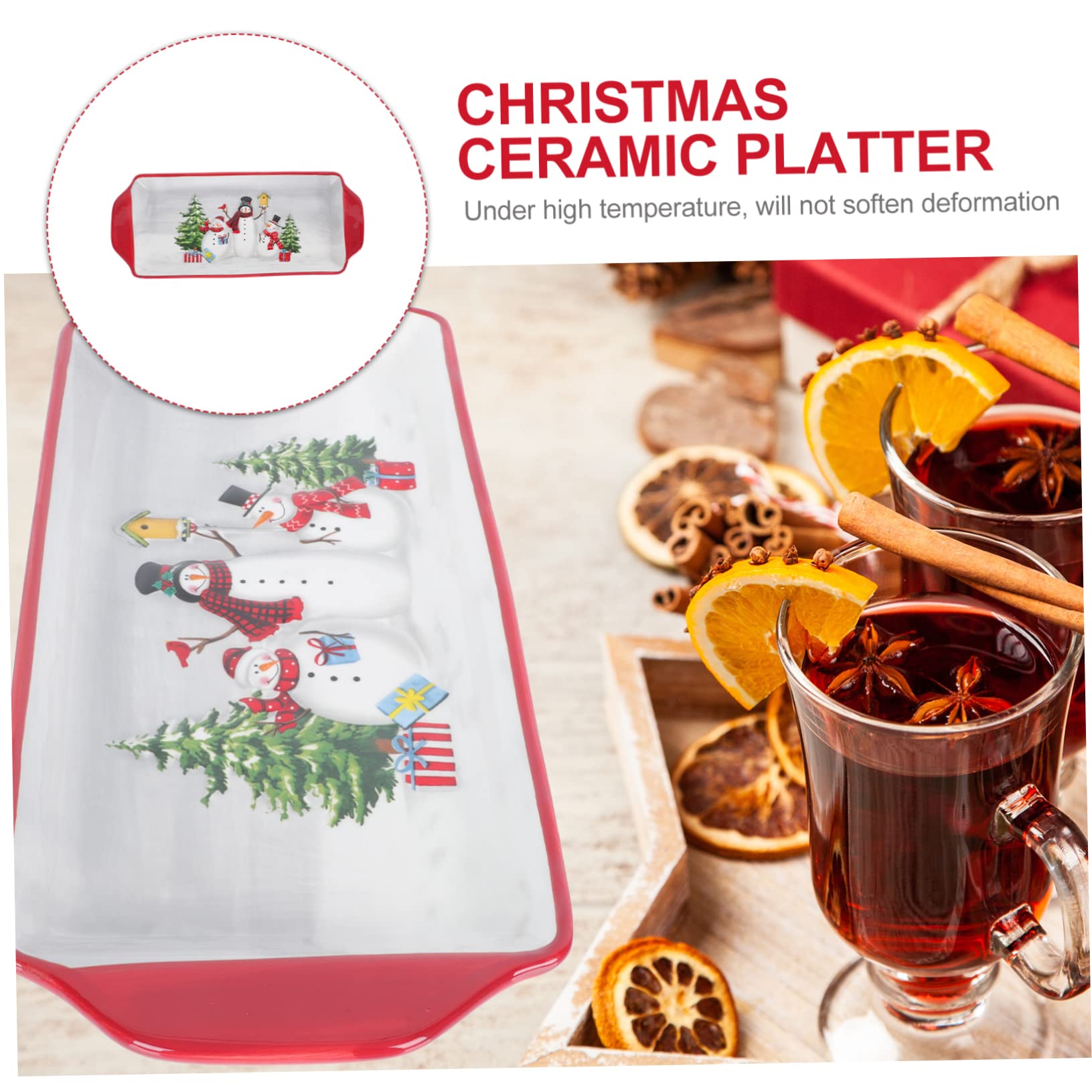 BESTonZON 1pezzi Vassoio per Dolci Natalizio in Ceramica con Motivo Cartoni Animati Piatto da Dessert e Frutta per Portate Domestiche e Feste