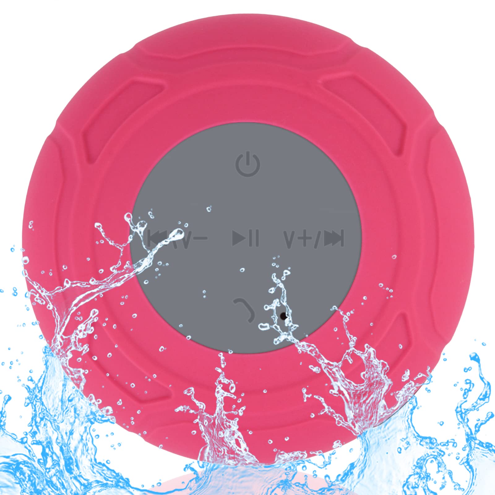 Altoparlante da doccia Bluetooth impermeabile, portatile, senza fili, resistente all'acqua, con ventosa, microfono integrato, idea regalo per bambini, per bagno, cucina, colore: rosso