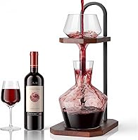 MAYELM High-Efficiency Borosilicate Glass Wine Decanter with Funnel, Solid Wood Base & Steel Stand - Ideal for Home, Bar, Gifts
