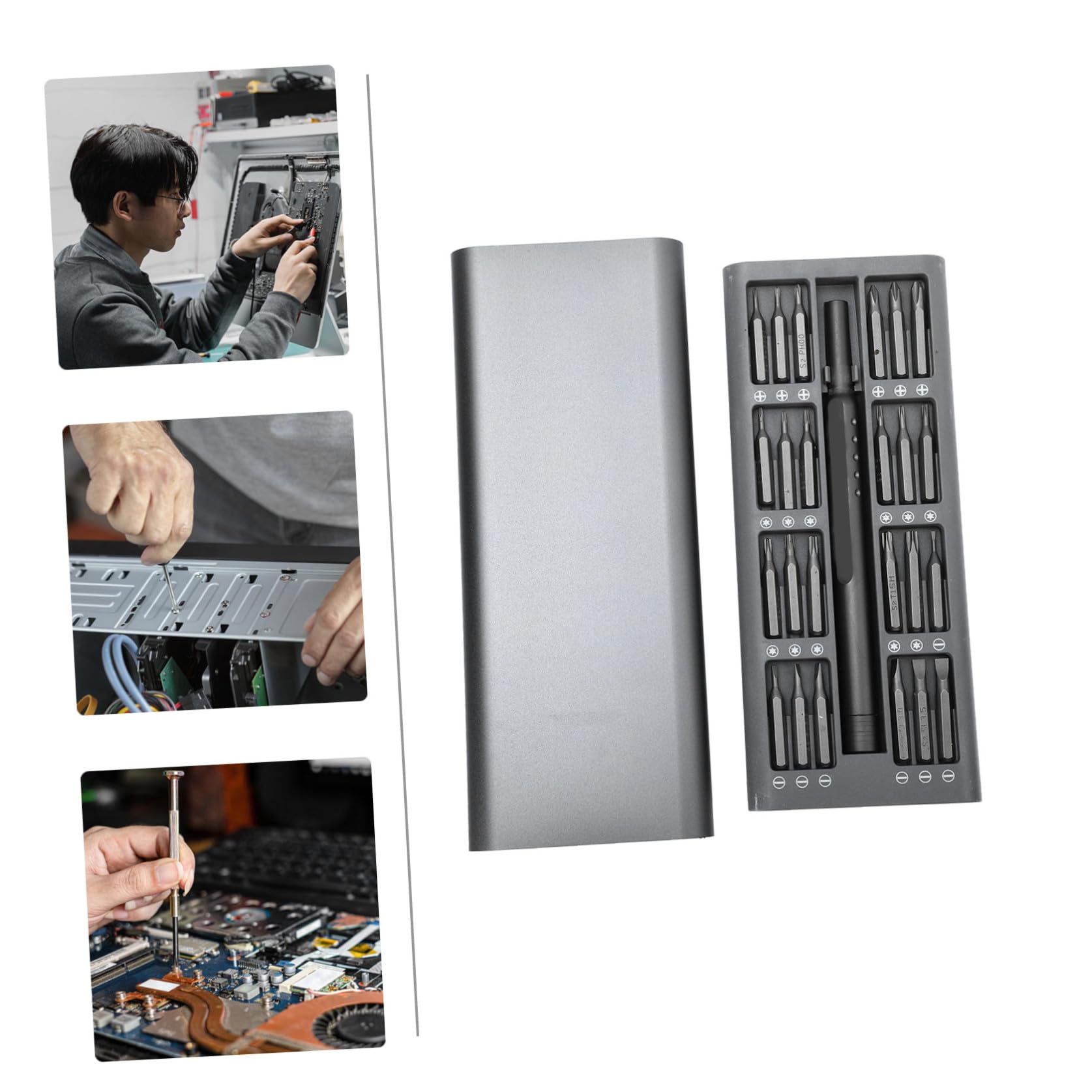 Holibanna 1 Imposta 48 1 Set di cacciaviti autista chiave Testa piatta magnetico multi meccanico kit cacciavite per elettricista cacciavite combinato strumento acciaio s2 Nero